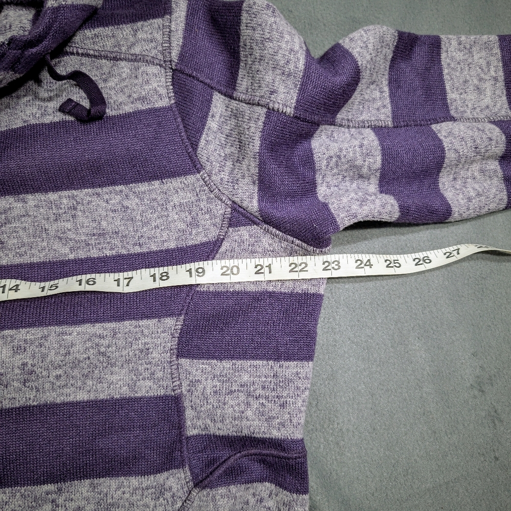 Cabela's hooded sweater jacket‎ zip up purple gray striped Large - Picture 7 of 9